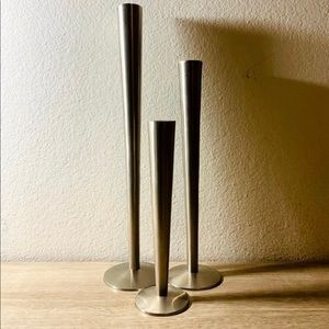 SOHO Silver Modern Taper Holders Set of 3 Pewter Metal